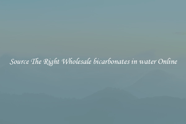 Source The Right Wholesale bicarbonates in water Online