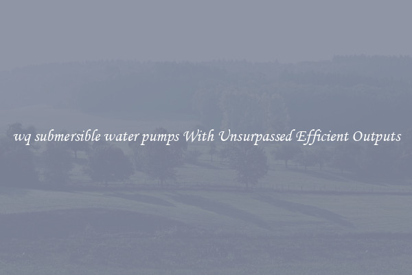 wq submersible water pumps With Unsurpassed Efficient Outputs